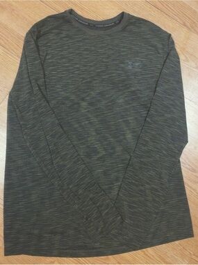 Under Armour Olive Green Heathered Long Sleeve Performance Tee